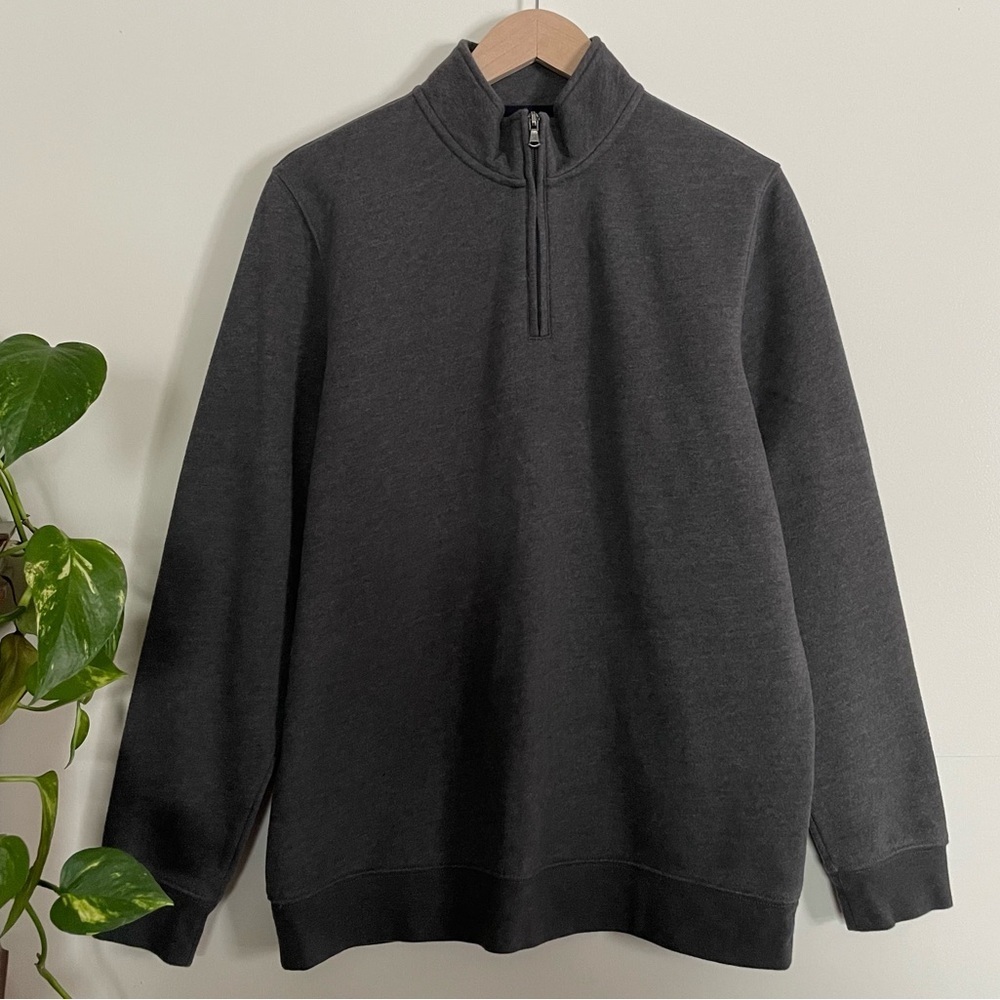 Croft & Barrow Men's Charcoal Gray 1/4 Zip Fleece Pullover Sweater Size M
